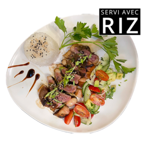 Tatakis de magret de canard mariné façon japonaise