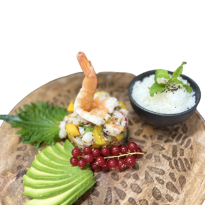 Tartare de crevettes mangue avocat